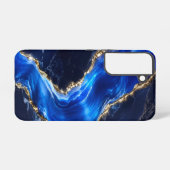 Luxe saffiermarmeren rivier samsung galaxy hoesje (Achterkant horizontaal)