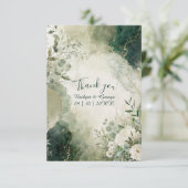 Luxe Sage Emerald Trouw Bloemencollage Bedankkaart (Staand voorkant)