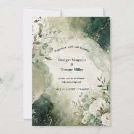 Luxe Sage Emerald Trouw Bloemencollage Kaart