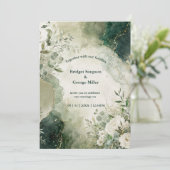 Luxe Sage Emerald Trouw Bloemencollage Kaart (Staand voorkant)