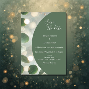 luxe Sage Green Eucalyptus veilig de datum Trouwen Kaart