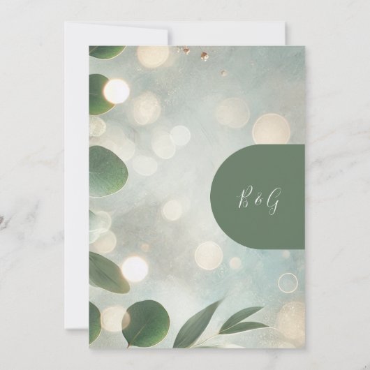 luxe Sage Green Eucalyptus veilig de datum Trouwen Kaart (Achterkant)