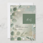 luxe Sage Green Eucalyptus Wedding veilig de datum Kaart (Achterkant)