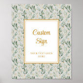 Luxe Sage Green Gold Foliage Wedding Custom Poster (Voorkant)