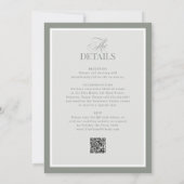 Luxe Sage Green met RSVP QR-code | Bruiloft Kaart (Achterkant)