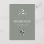 Luxe Sage Green | QR Code Wedding Guest Details Informatiekaartje (Voorkant)