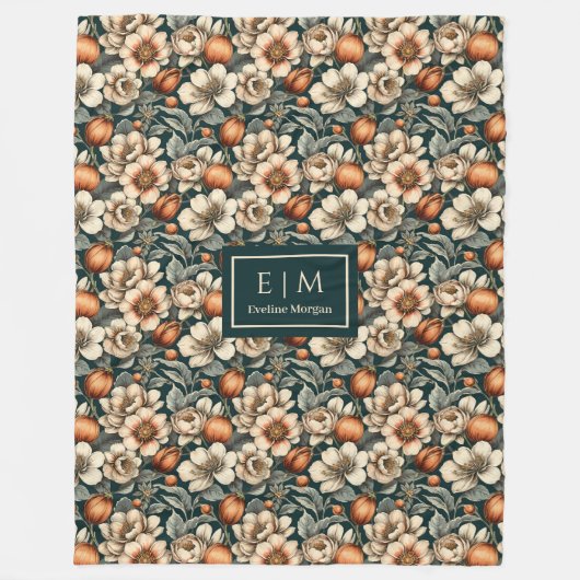 Luxe Sage Green Rustic Terracotta Autumn Blooms  Fleece Deken (Voorkant)