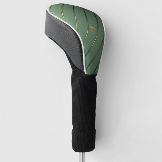 Luxe Sage Groen & Goud Golfheadcover (Schuin)