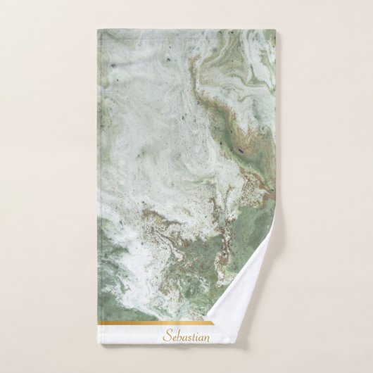 LUXE SAGE GROEN MARBLE TOWEL SET BAD HANDDOEK (Handdoek)