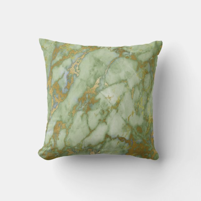 LUXE SAGE WHITE GOLD MARBLE INSPIRED CUSHION KUSSEN (Voorkant)