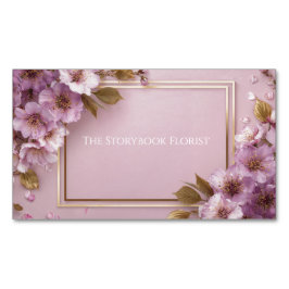 Luxe Sakura & Gold Leaf Roze Paarse Magnetisch Visitekaartje