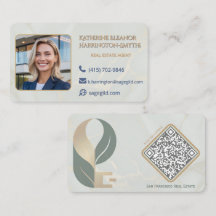 Luxe Salie & Goud Marmer Makelaar Foto QR-ontwerp