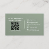 Luxe Salie Groene Massagetherapeut QR-code Visitekaartje (Achterkant)