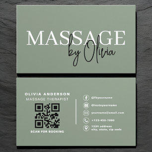 Luxe Salie Groene Massagetherapeut QR-code  Visitekaartje