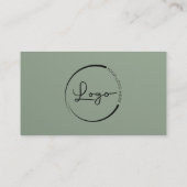 Luxe Saliegroen Bedrijfslogo QR-code Visitekaartje (Achterkant)