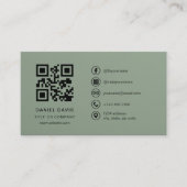 Luxe Saliegroen Bedrijfslogo QR-code Visitekaartje (Voorkant)