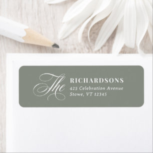 Luxe Saliegroen Calligrafie Huwelijk Retouradres Etiket