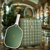 Luxe saliegroen & goud monogrammering pickleball paddle