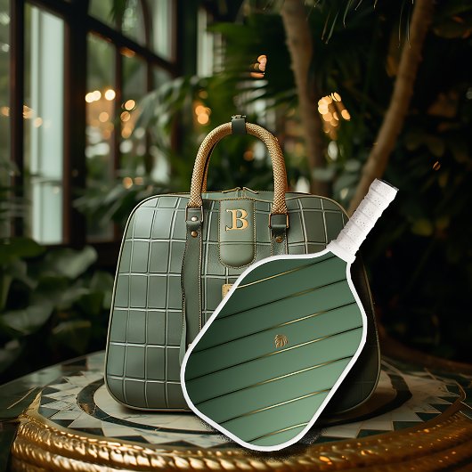 Luxe saliegroen & goud pickleball paddle