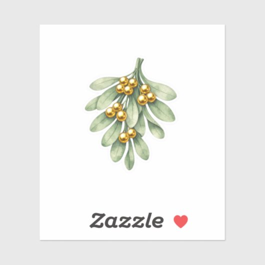 Luxe Saliegroen Misteletoe Gouden Bessen Sticker H (Vel)