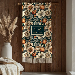Luxe Saliegroen Rustieke Terracotta Herfstbloesems Fleece Deken
