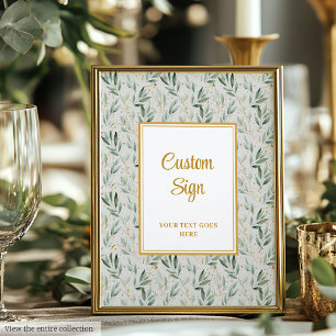 Luxe Saliegroene Gouden Blad Bruiloft Aangepaste P Poster
