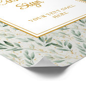 Luxe Saliegroene Gouden Blad Bruiloft Aangepaste P Poster (Hoek)