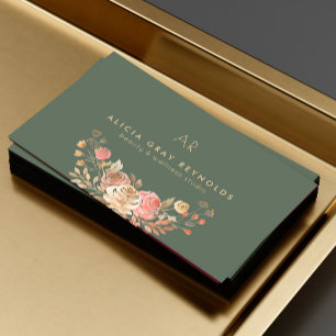 Luxe saliegroene schoonheidssalon spa visitekaartje