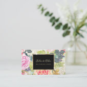 Luxe Salon Elegant Glitter Roos Floral Stylist Visitekaartje (Staand voorkant)