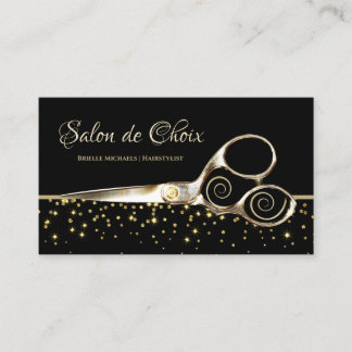 Luxe Salon Gold Sparkles Hair Stylist Schaar Visitekaartje