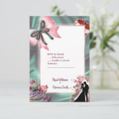 Luxe Satijnen Strik Bruiloft RSVP Kaart (Staand voorkant)