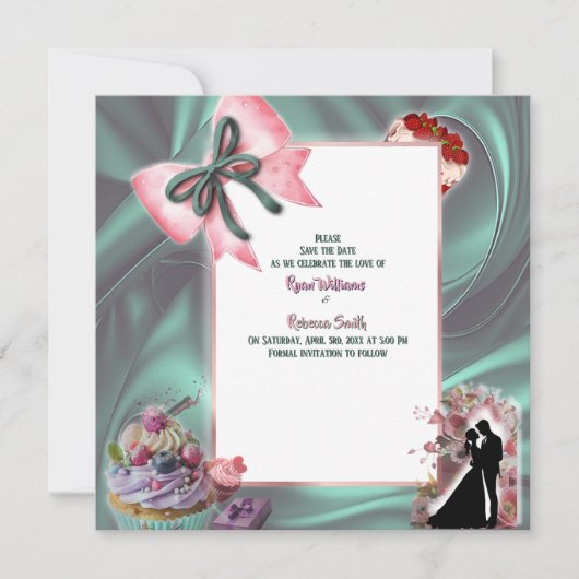 Luxe Satijnen Strik Save the Date Aankondiging (Voorkant)