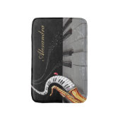 Luxe saxofoon piano muzieknoot gepersonaliseerd badmat (Voorkant Verticaal)