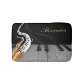 Luxe saxofoon piano muzieknoot gepersonaliseerd badmat (Voorkant)