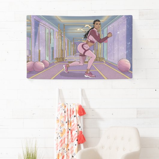 Luxe Schattigee Comic Woman Oefenbanner Spandoek (Insitu)