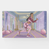 Luxe Schattigee Comic Woman Oefenbanner Spandoek (Horizontaal)