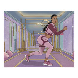 Luxe Schattigee Comic Woman Oefening Perfect Poster