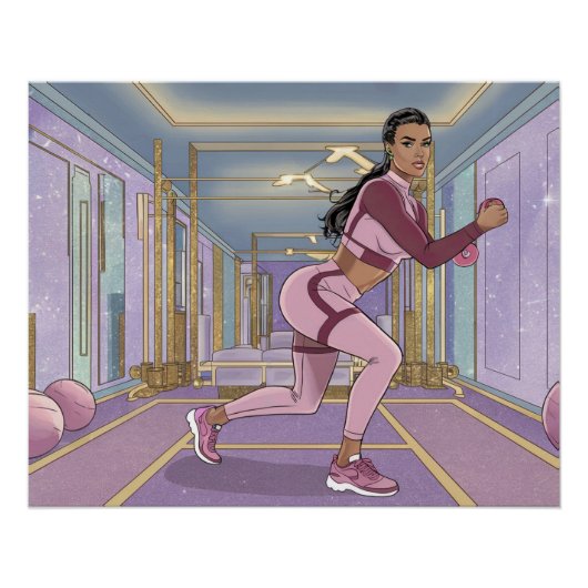 Luxe Schattigee Comic Woman Oefening Perfect Poster (Voorkant)