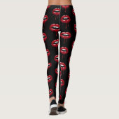 Luxe Schoonheid Glam Rode Drip Druppende Lippen Leggings (Achterkant)
