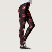 Luxe Schoonheid Glam Rode Drup Druppende Lippen Leggings (Rechts)