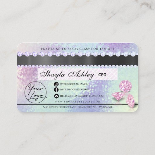 Luxe schoonheidsdruppel Holographic Credit Style B Visitekaartje (Achterkant)