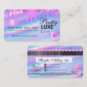 Luxe schoonheidsdruppel Holographic Credit Style B Visitekaartje (Voorkant / Achterkant)