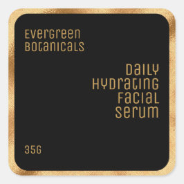 luxe schoonheidsproduct zwart en gouden plein vierkante sticker