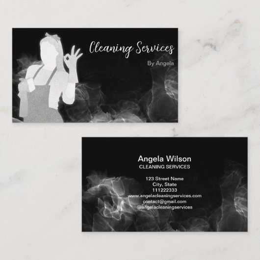 Luxe schoonmaakdiensten Janitorial Glitter Visitekaartje (Voorkant / Achterkant)