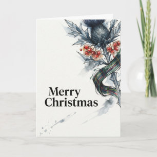 Luxe Schotse Distel en Lijsterbes Kerstmis Kaart