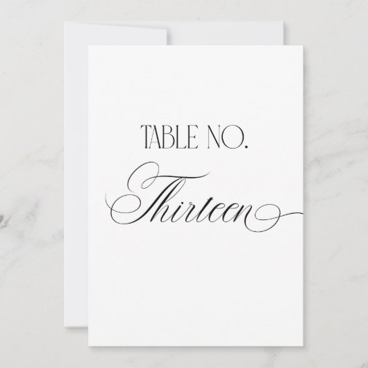 Luxe Script 5x7 Trouwtafel Nummer Dertien Bord Kaart (Voorkant)