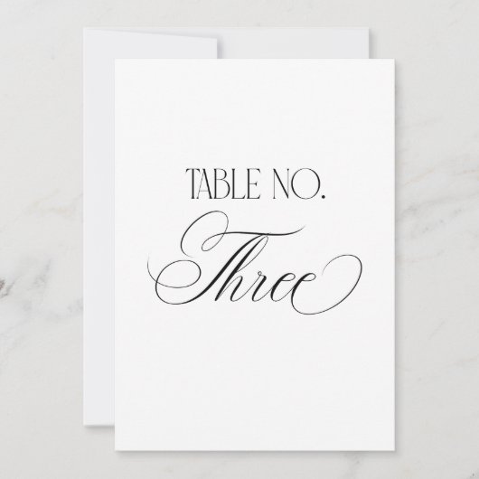 Luxe Script 5x7 Trouwtafel Nummer Drie Bord Kaart (Voorkant)