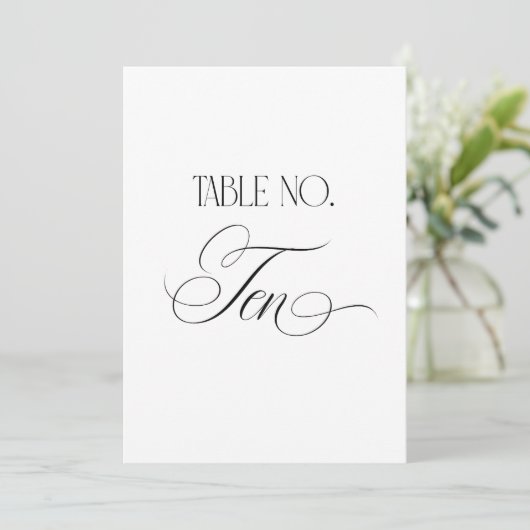 Luxe Script 5x7 Trouwtafel Nummer Tien Bord Kaart (Staand voorkant)