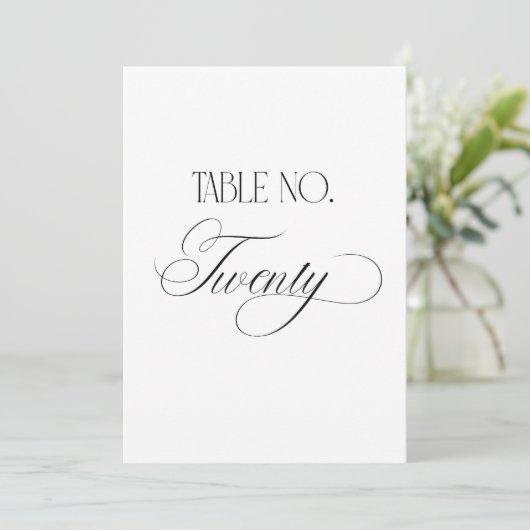 Luxe Script 5x7 Trouwtafel Nummer Twintig Bord Kaart (Staand voorkant)