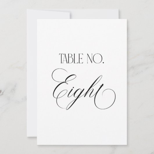 Luxe Script 5x7 Wedding Table Number Eight Sign Kaart (Achterkant)